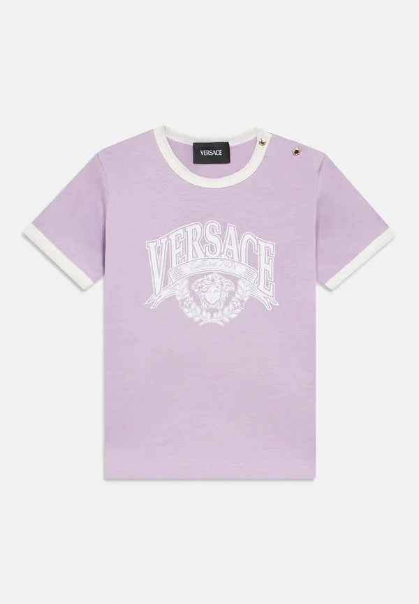 Футболка унисекс с принтом contrasto medusa varsity Versace, Lilac Snow/Bianco