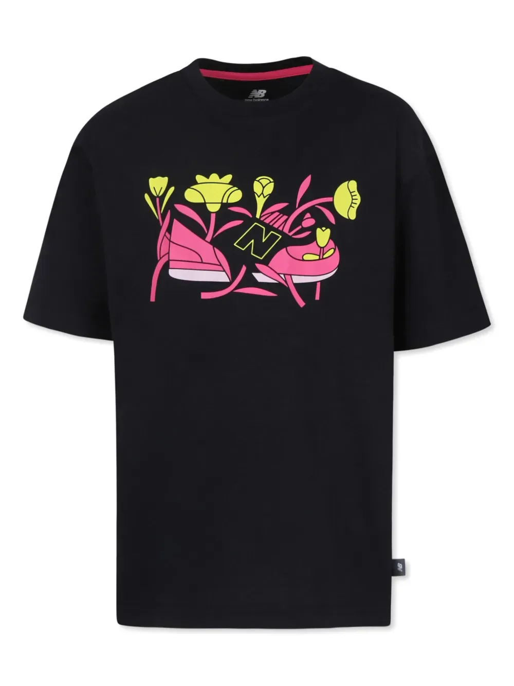 Футболка с принтом CDL Floral Shoe New Balance Kids, черный