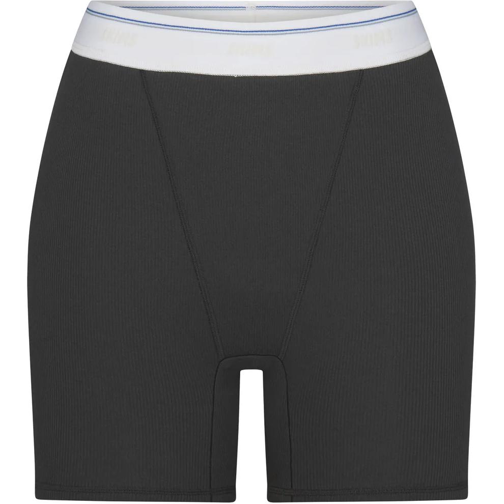 

Трусы-боксеры из хлопкового рибана SKIMS FW24 Cotton Collection SOOT STRIPE/дымчато-серые полоски