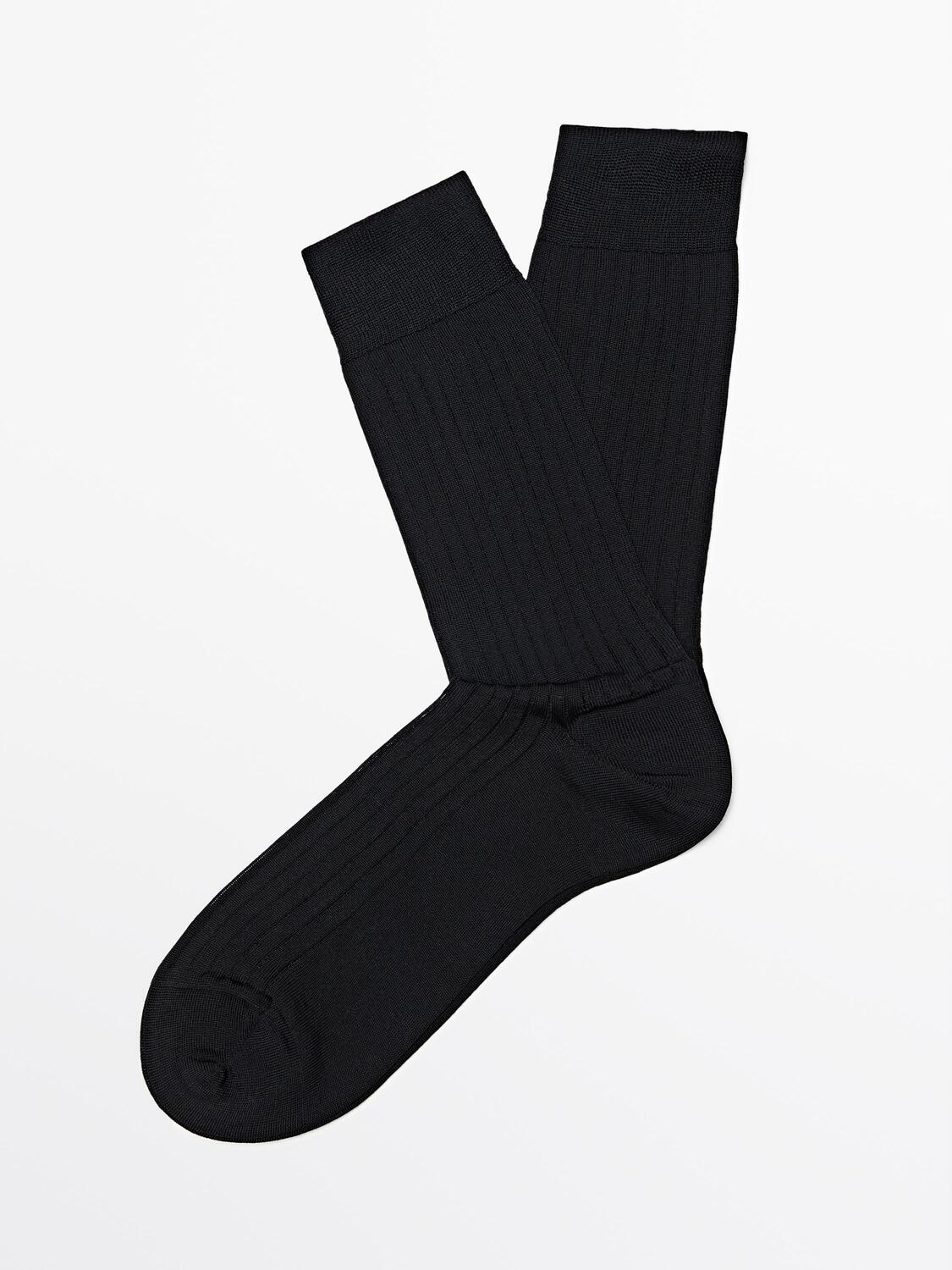 Ребристые классические носки Massimo Dutti, black — фото 2