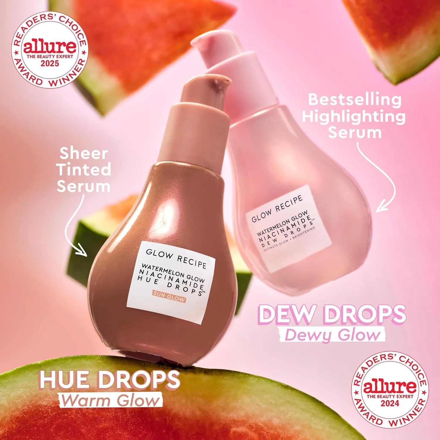 Сыворотка Glow Recipe — Для лица «Watermelon Niacinamide Hue Drops Sun » от , Pink — фото 2