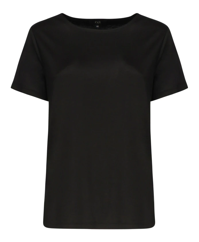 

Черные футболки и поло с вырезом-лодочкой Fay, черный