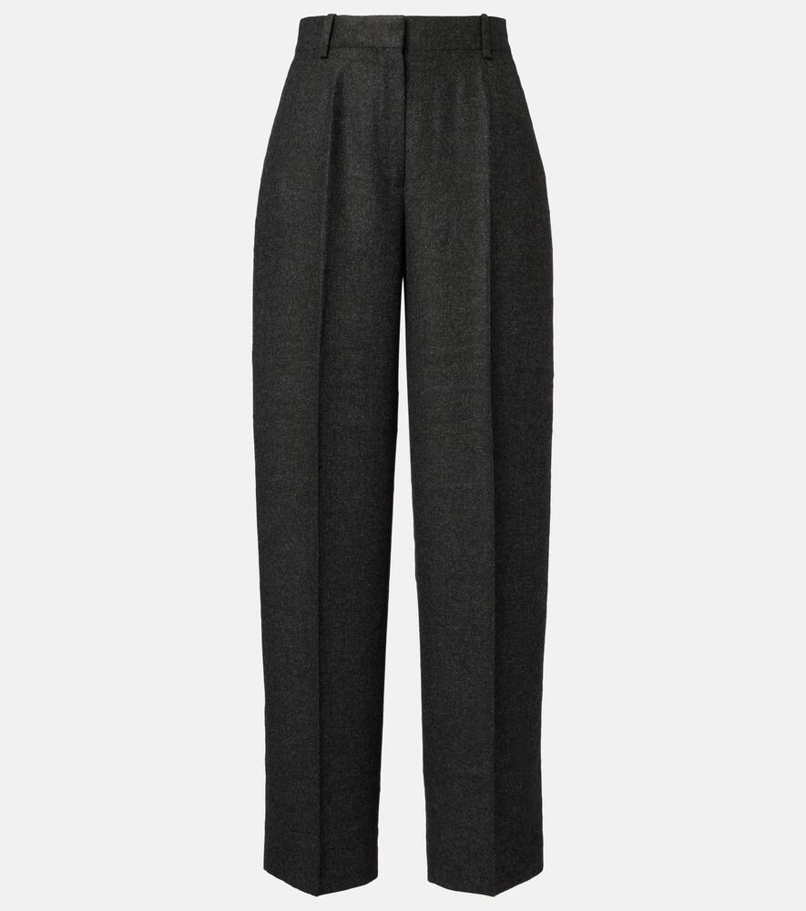 

Высокие фланелевые брюки с широкими штанинами Toteme, Charcoal Melange