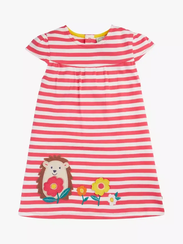 Детское полосатое платье Little Layla с аппликацией, цвет ревень/разноцветный Frugi