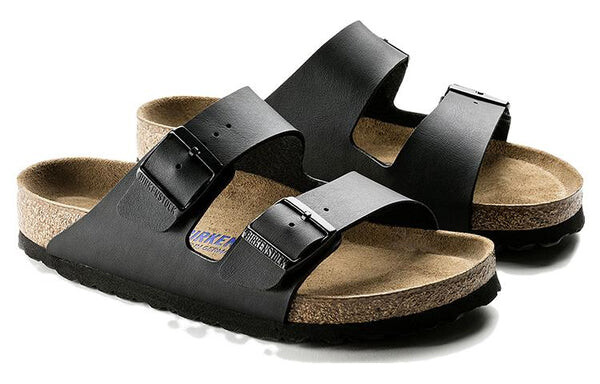 Тапочки arizona soft footbed birko-flor narrow fit 'black' Birkenstock, черный — фото 3