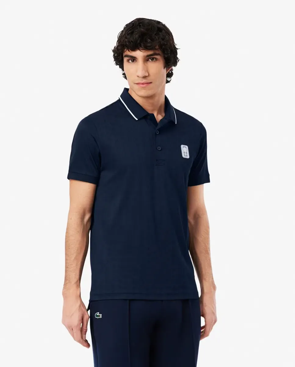 Мужское теннисное поло с короткими рукавами Ultra-Dry Heritage Lacoste, темно-синий