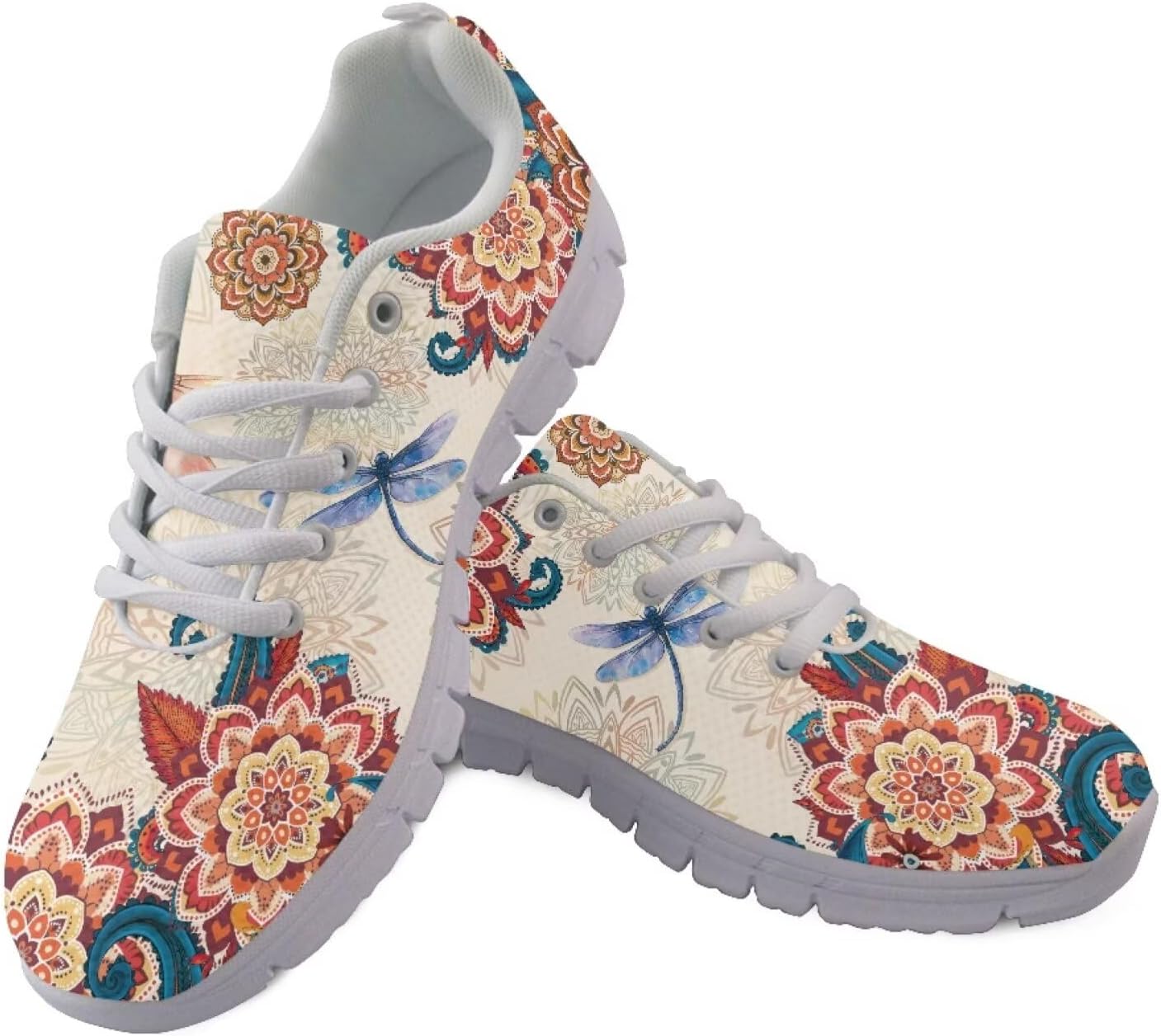 

Кроссовки Jeiento для бега, модные и дышащие, для женщин и мужчин, с мягкой амортизацией, спортивные кроссовки для ходьбы и тренировок в спортзале, Bohemian Flower Dragonfly