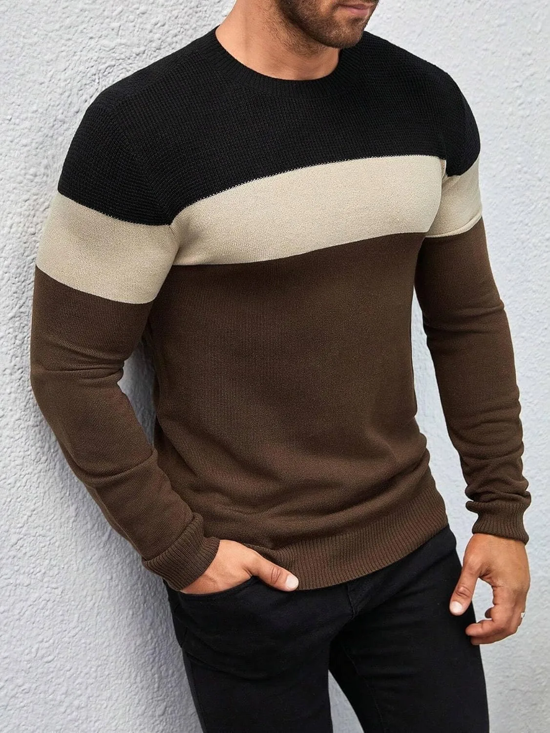 Мужской свитер Casual с длинным рукавом и зауженным кроем — фото 3