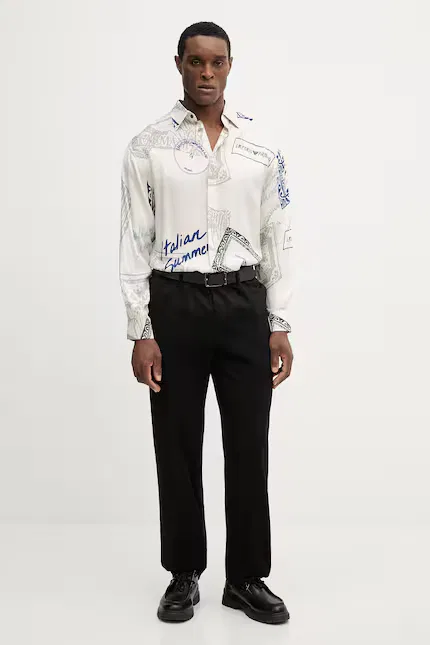 Брюки чинос из хлопка с эластаном Emporio Armani, черный — фото 2