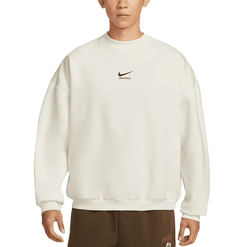Nike Мужская толстовка цвета экрю с круглым вырезом, средней толщины