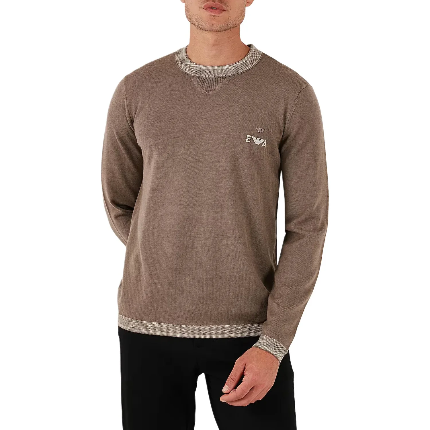 Свитер мужской Light Umber с круглым вырезом Moderate Others EMPORIO ARMANI, светло-umber — фото 3