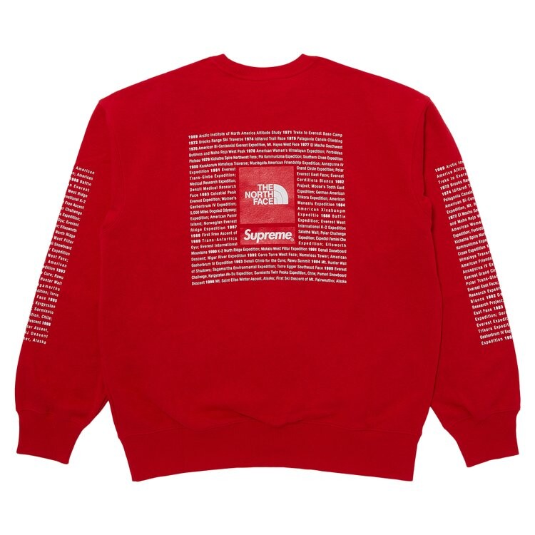 Толстовка Supreme x The North Face Crewneck, красный — фото 2