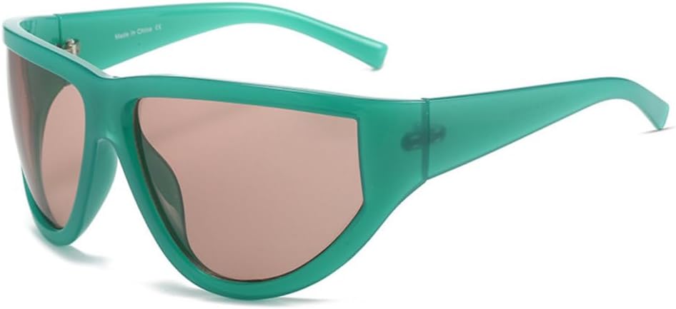 

Спортивные солнцезащитные очки для женщин, уникальные большие панк-очки, мужские модные солнцезащитные очки в стиле хип-хоп, очки с защитой от УФ-излучения UV400 MTZJH, Green Tea