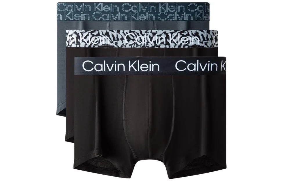 Мужские трусы 3 шт Calvin Klein, 3 Pack, Black+Black with Floral Edge+Dark Gray