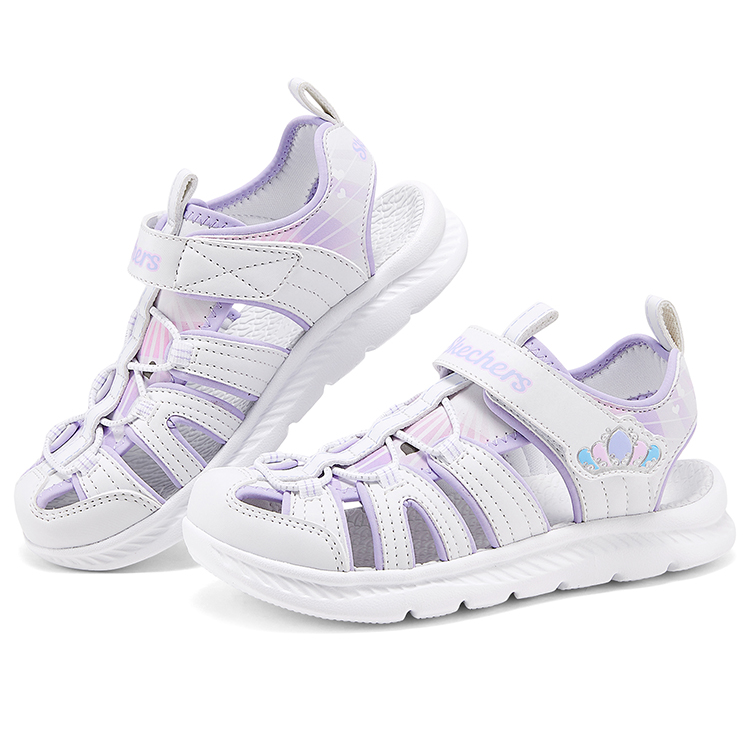Skechers Kids Сандалии белые/разноцветные, износостойкие, дышащие, нескользящие, низкие, детские — фото 3