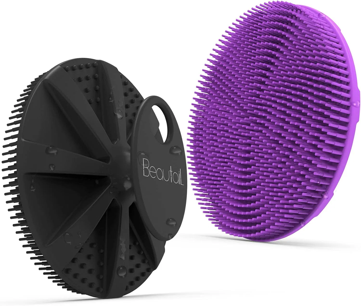 Силиконовая щетка для душа «BEAUTAIL» (2 шт.) Beautail, Black + Purple
