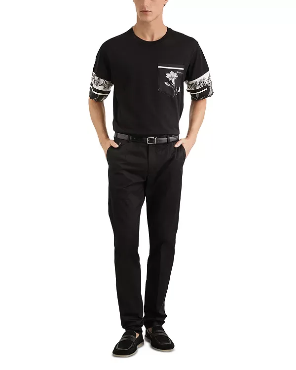 Футболка с цветочным принтом и карманом Dolce & Gabbana, Black — фото 2