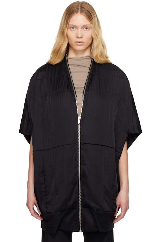 

Голливудская стеганая кожаная куртка-бомбер с рельефными швами Rick Owens, черный