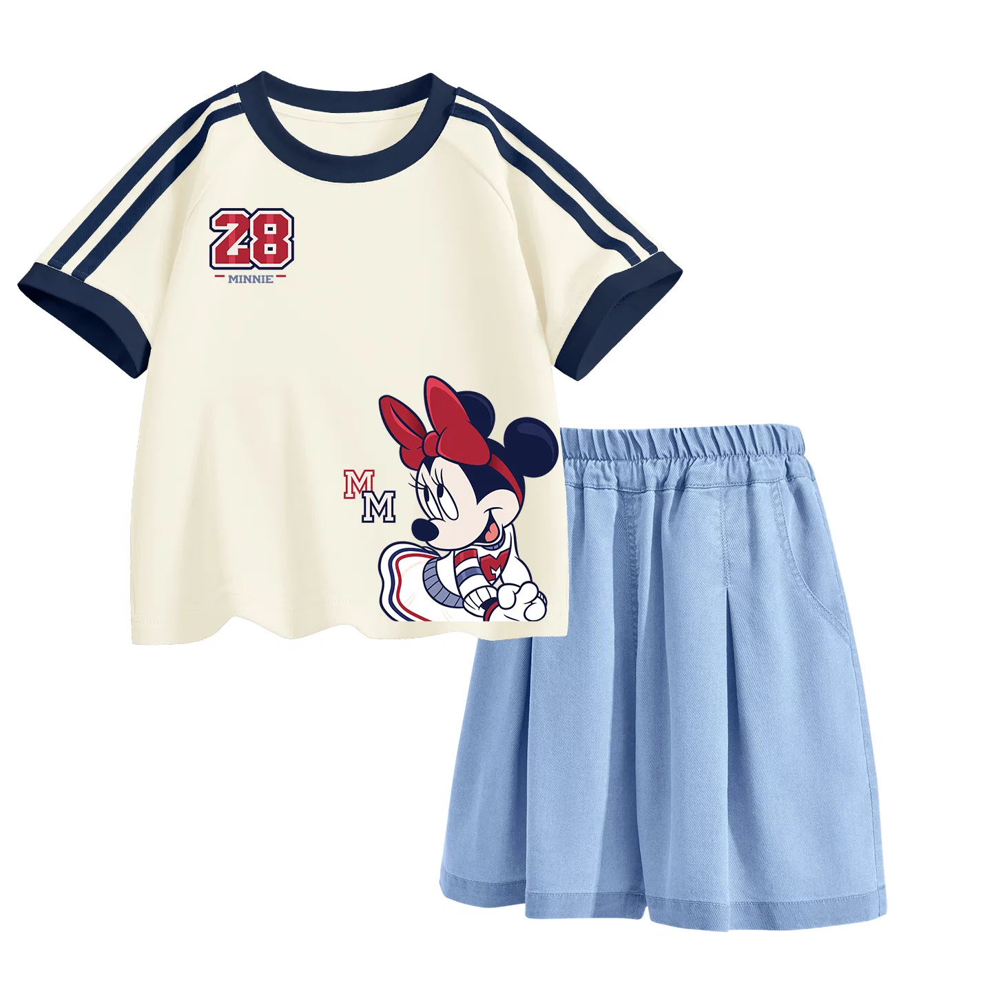 Детский спортивный костюм Disney с принтом и однотонной юбкой — фото 3