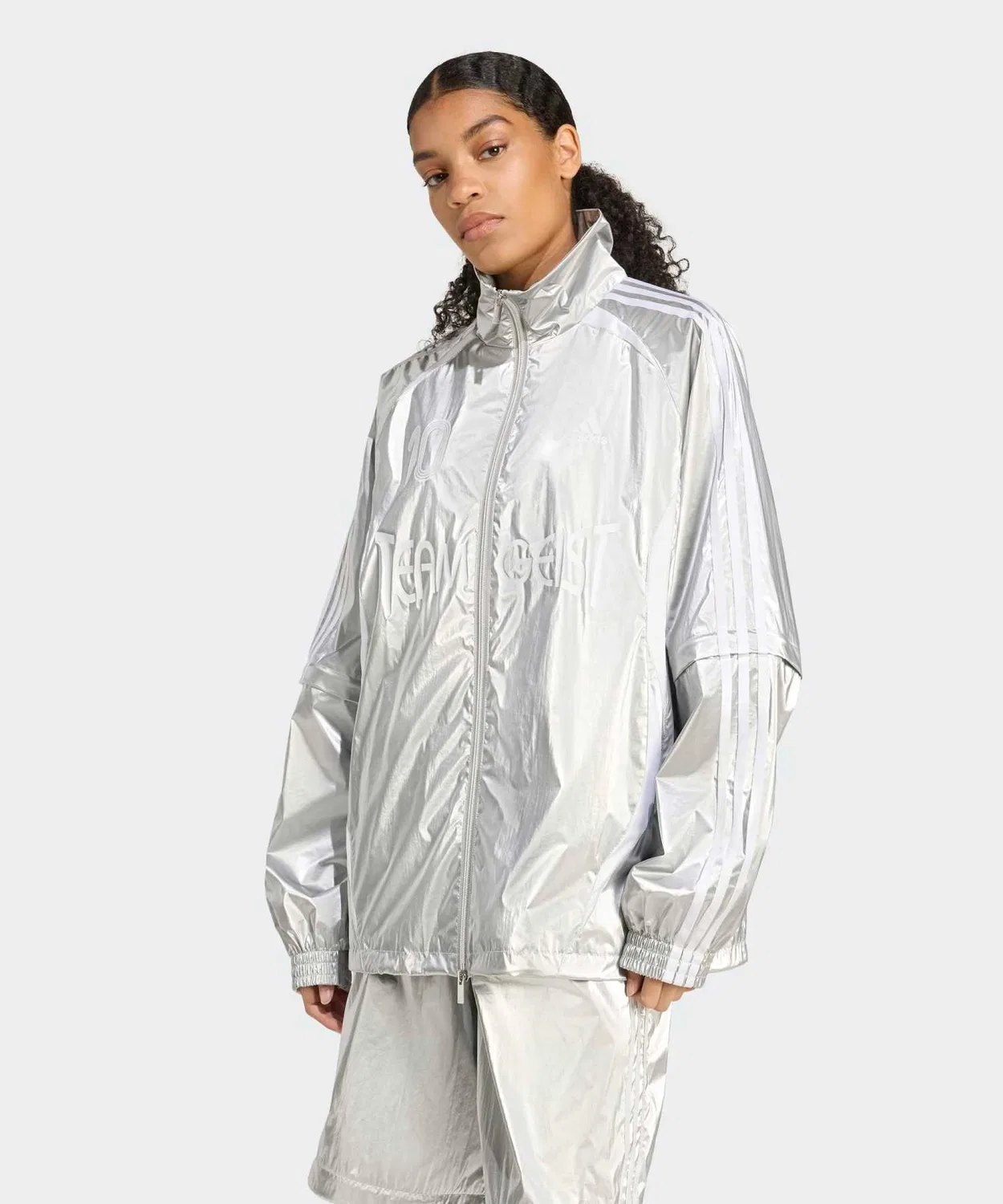 Толстовка оверсайз Adidas Originals x Teamgeist серебристая