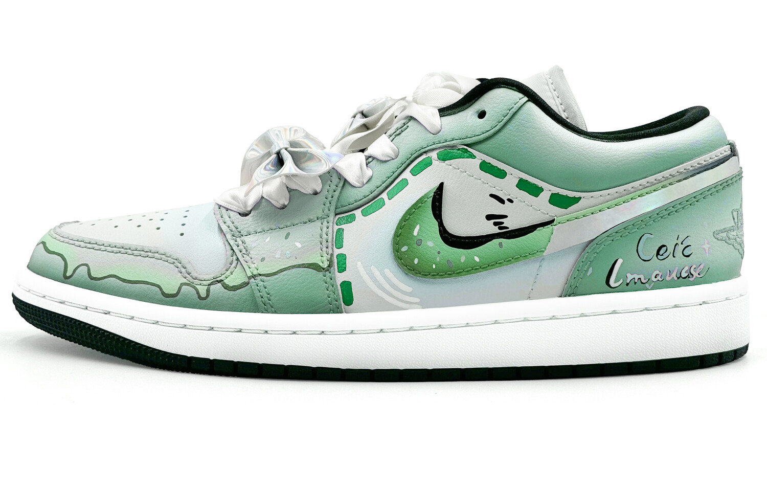 

Кроссовки Air Jordan 1 Vintage Basketball Shoes Women's Low-top Pink, зеленый