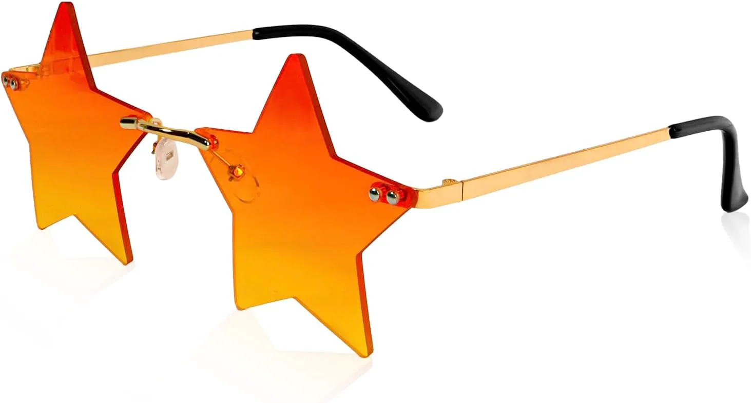 

Солнцезащитные очки без оправы в форме звезды, модные очки для женщин и мужчин, для вечеринок, Рождества, косплея, очки с пентаграммой Klfoho, Orange Yellow