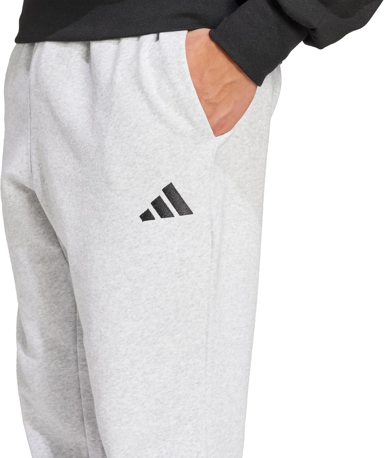 Мужские спортивные брюки Adidas Essentials Feel Cozy из флиса, светло-серый/черный — фото 3