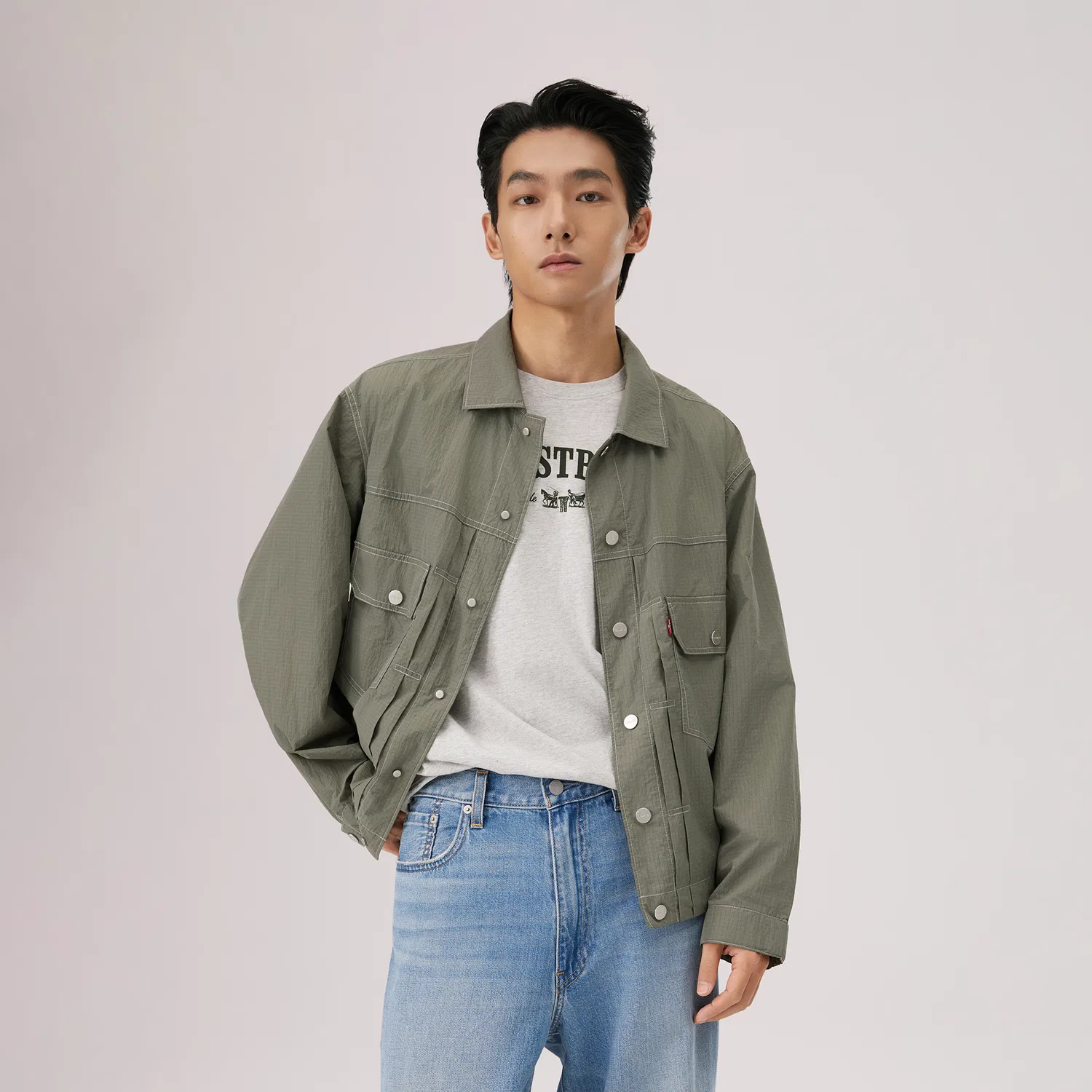 Джинсовая куртка унисекс green thin Levis — фото 4