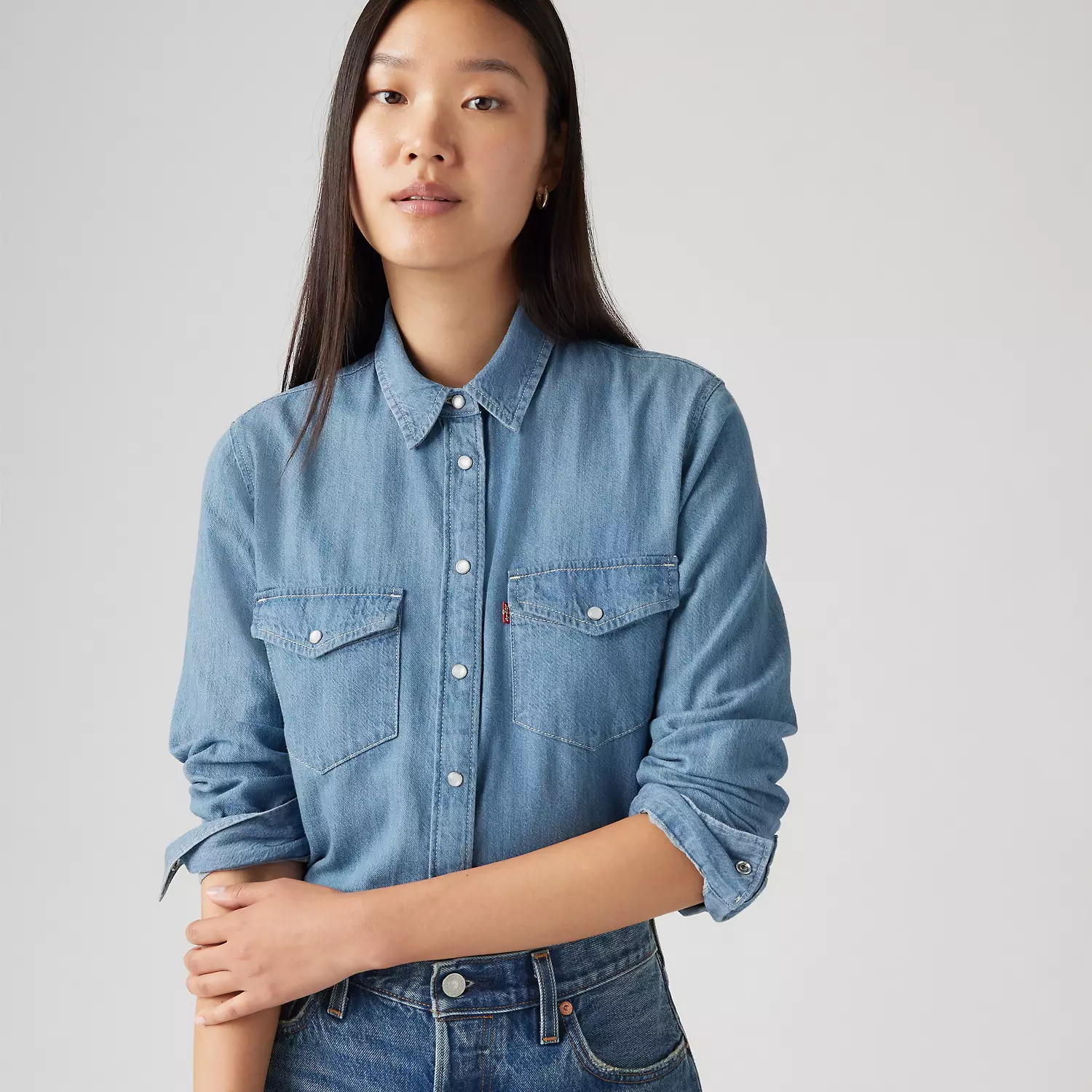 

Легендарная рубашка Western Linen+Denim Levi's, цвет Play Break - Medium Wash