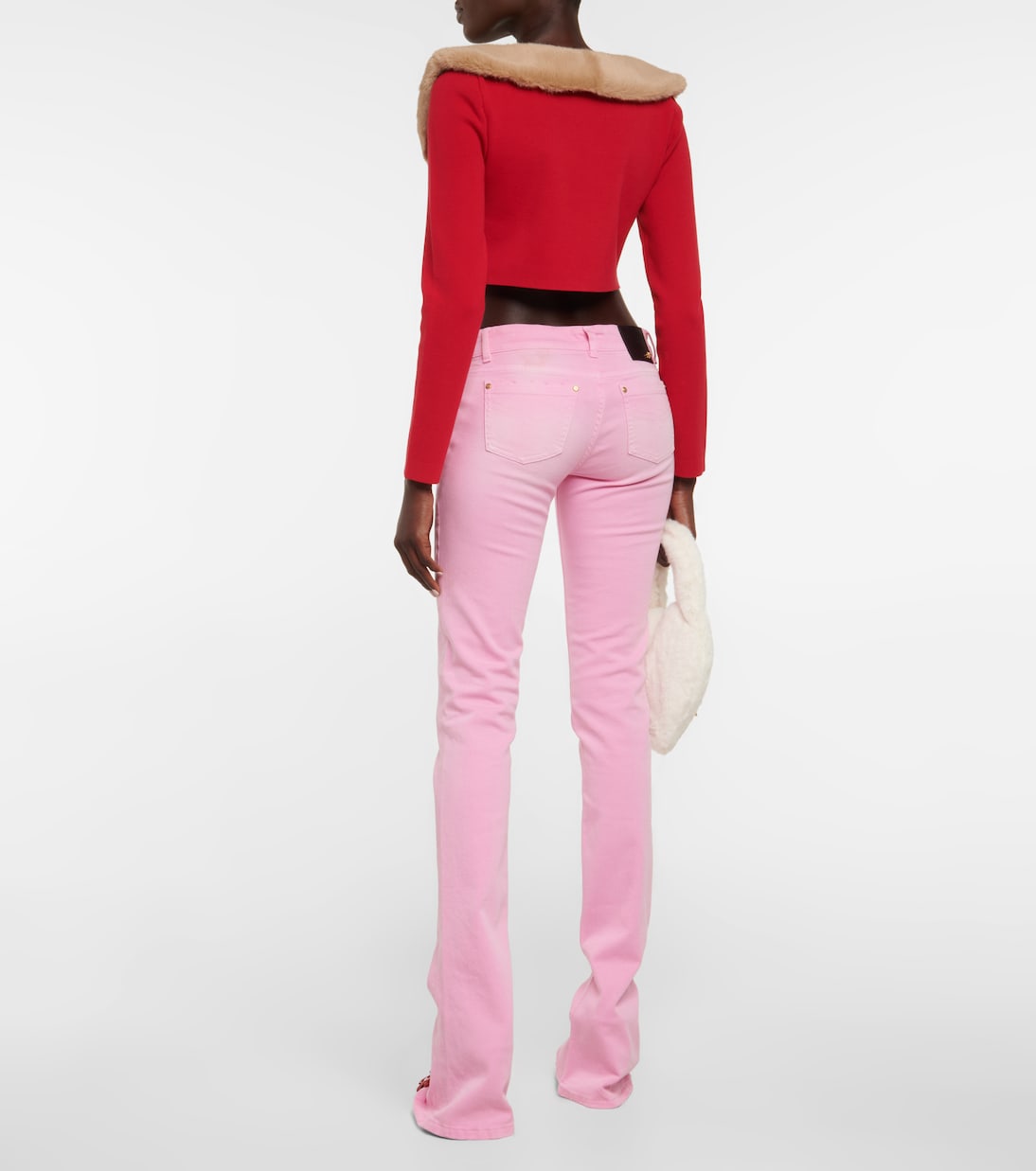 Трикотажный кардиган с отделкой из искусственного меха Blumarine, Rouge — фото 3