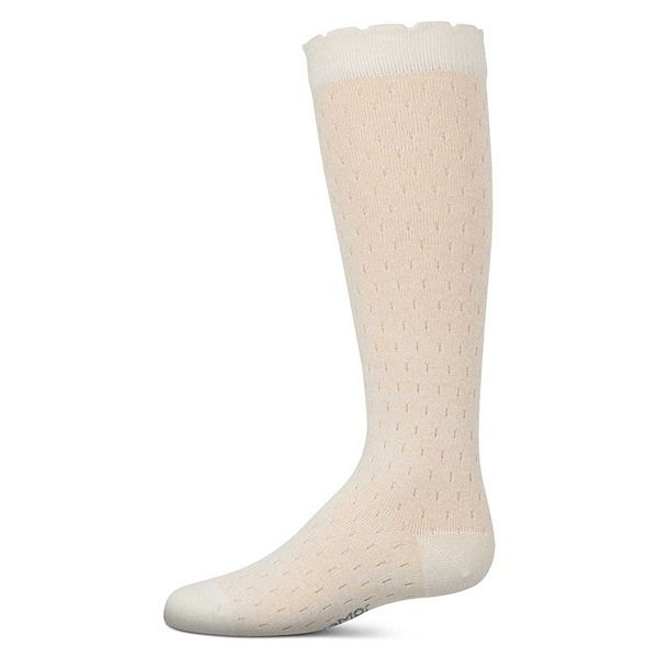 Детские ажурные носки до колена из мягкого хлопка с эластаном Memoi, Winter White