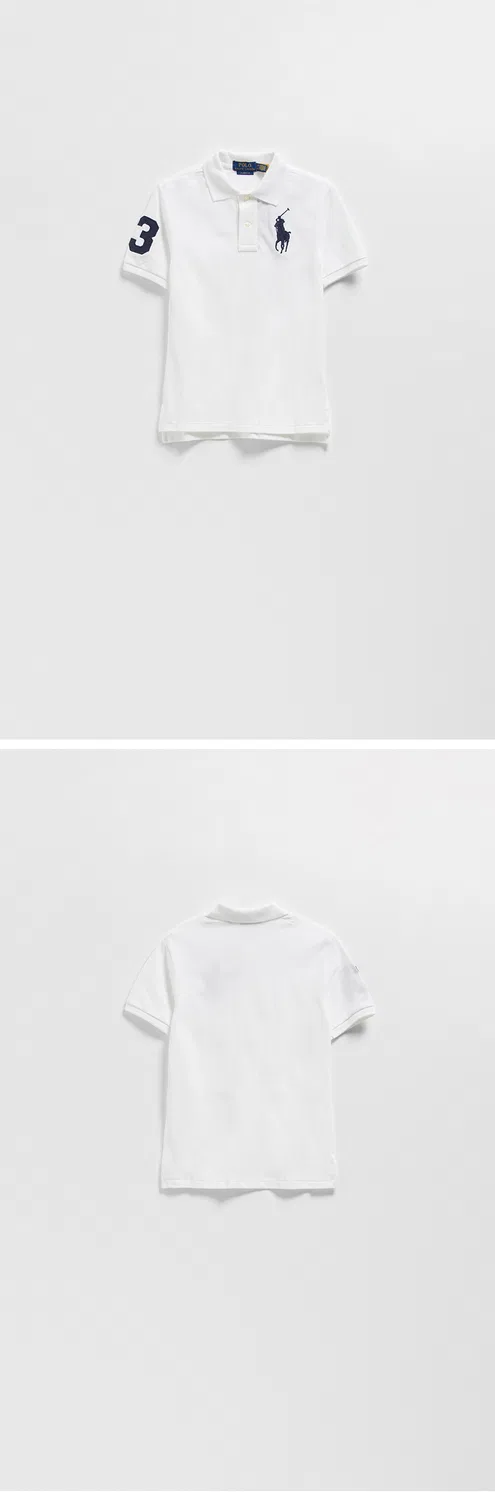 Детская хлопковая футболка-поло Big Pony белая от Polo Ralph Lauren Children — фото 3