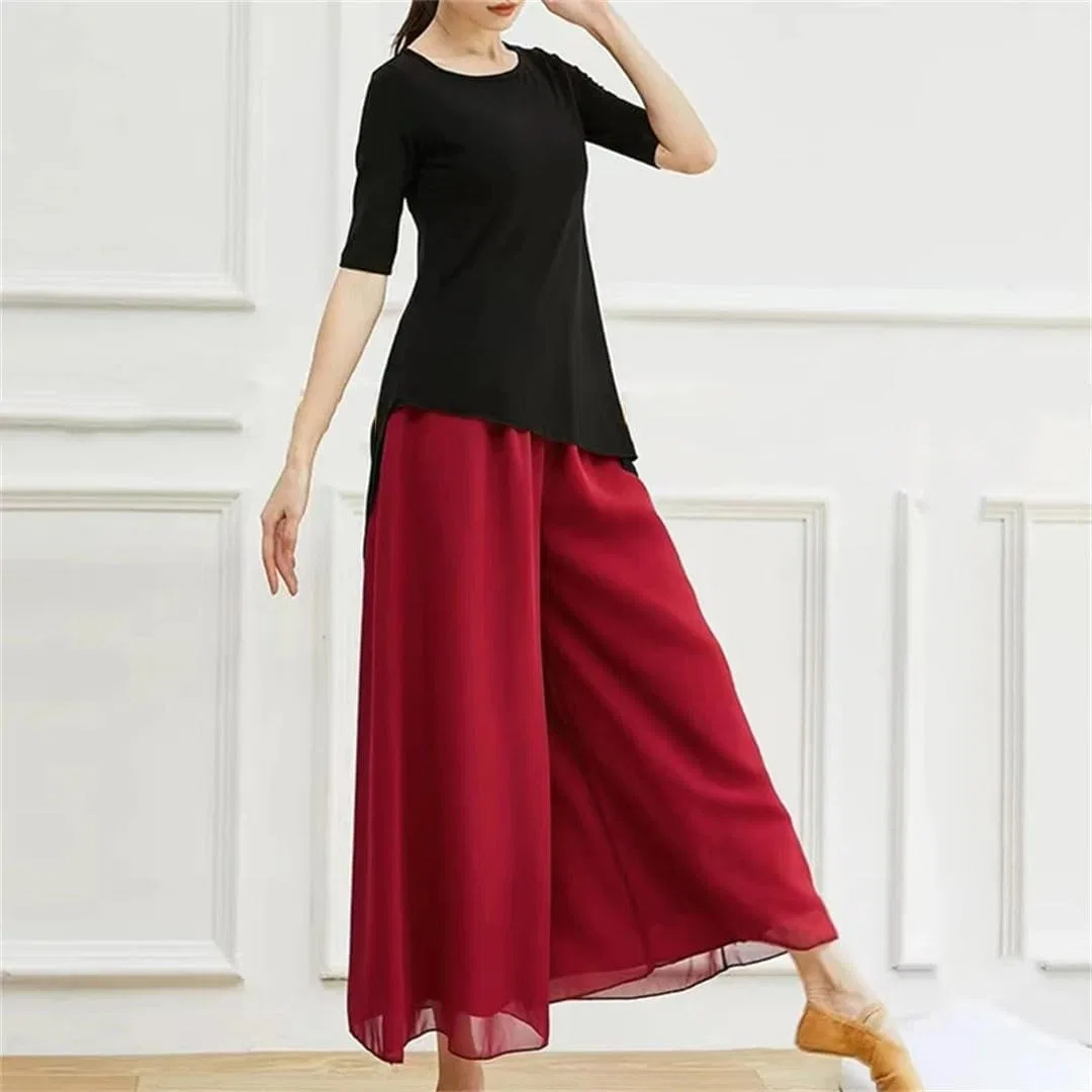 Женские прямые свободные широкие брюки-кюлоты летние plus size с высокой посадкой повседневные однотонные Generic, черный — фото 4