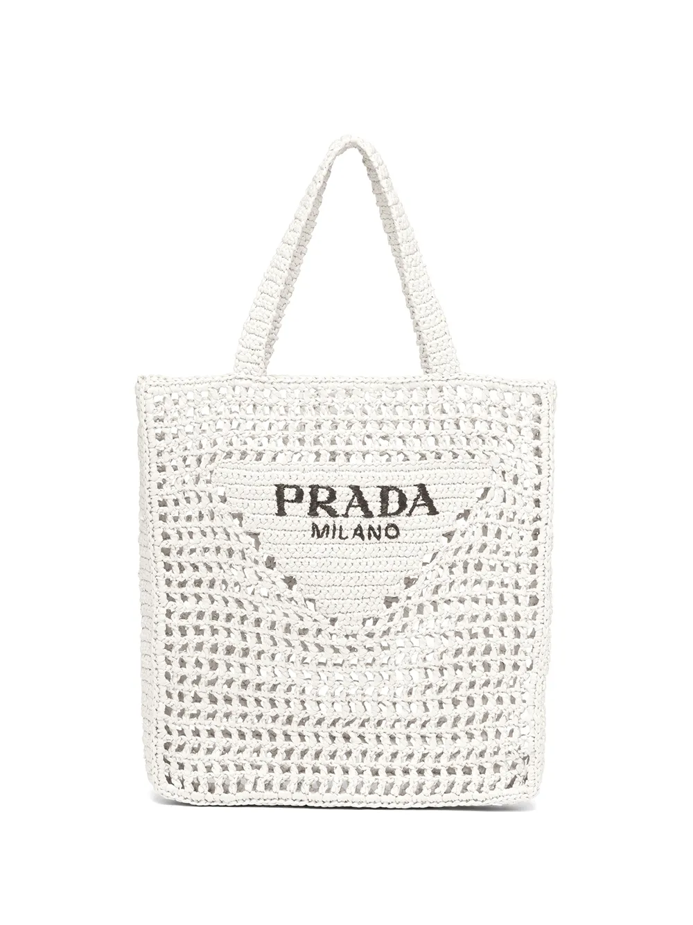 

Сумка-тоут из рафии с логотипом Prada, белый
