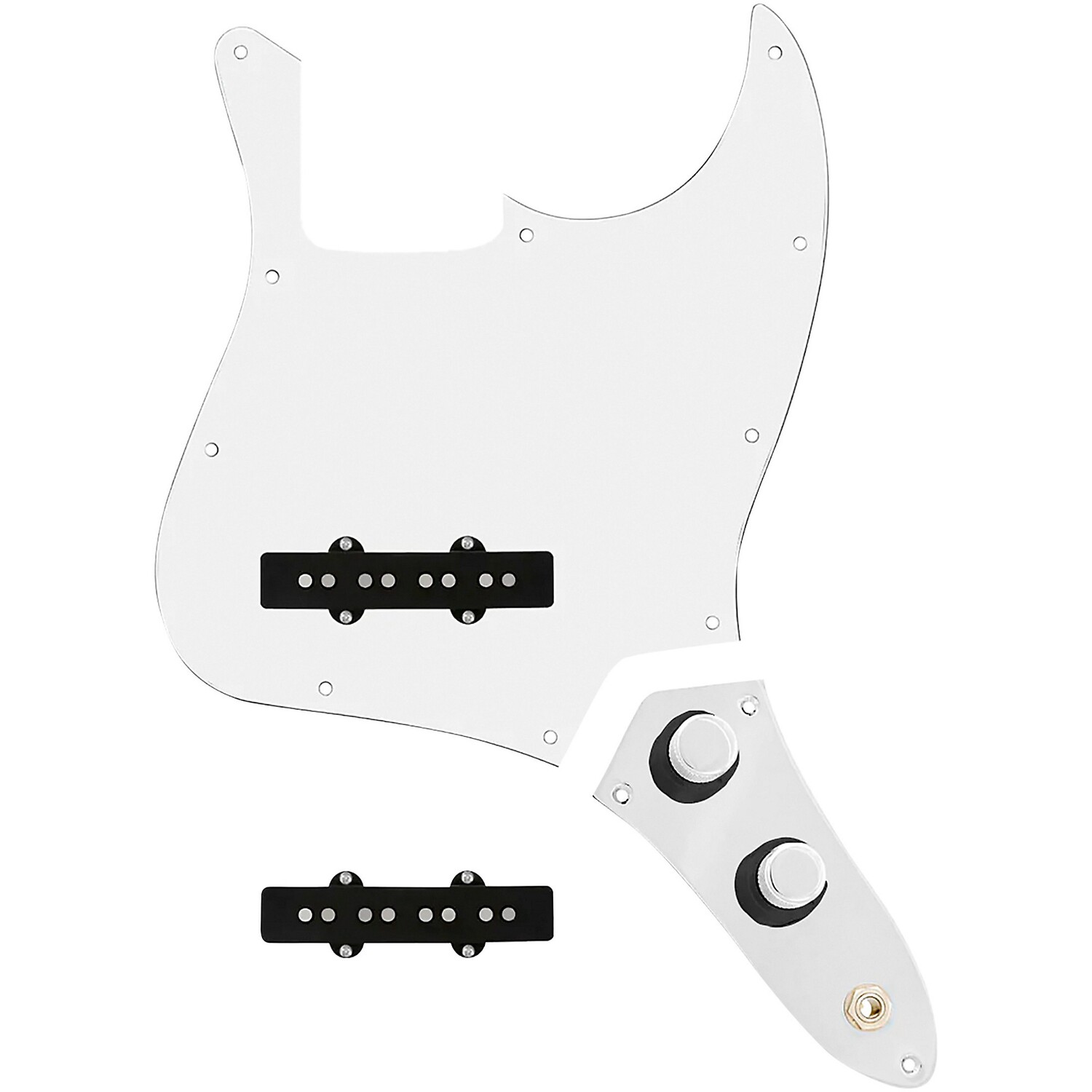 

Накладка из 920d Custom Jazz Bass с карманными (винтажными) звукоснимателями и пластиной управления JB-CON-CH-BK белого цвета