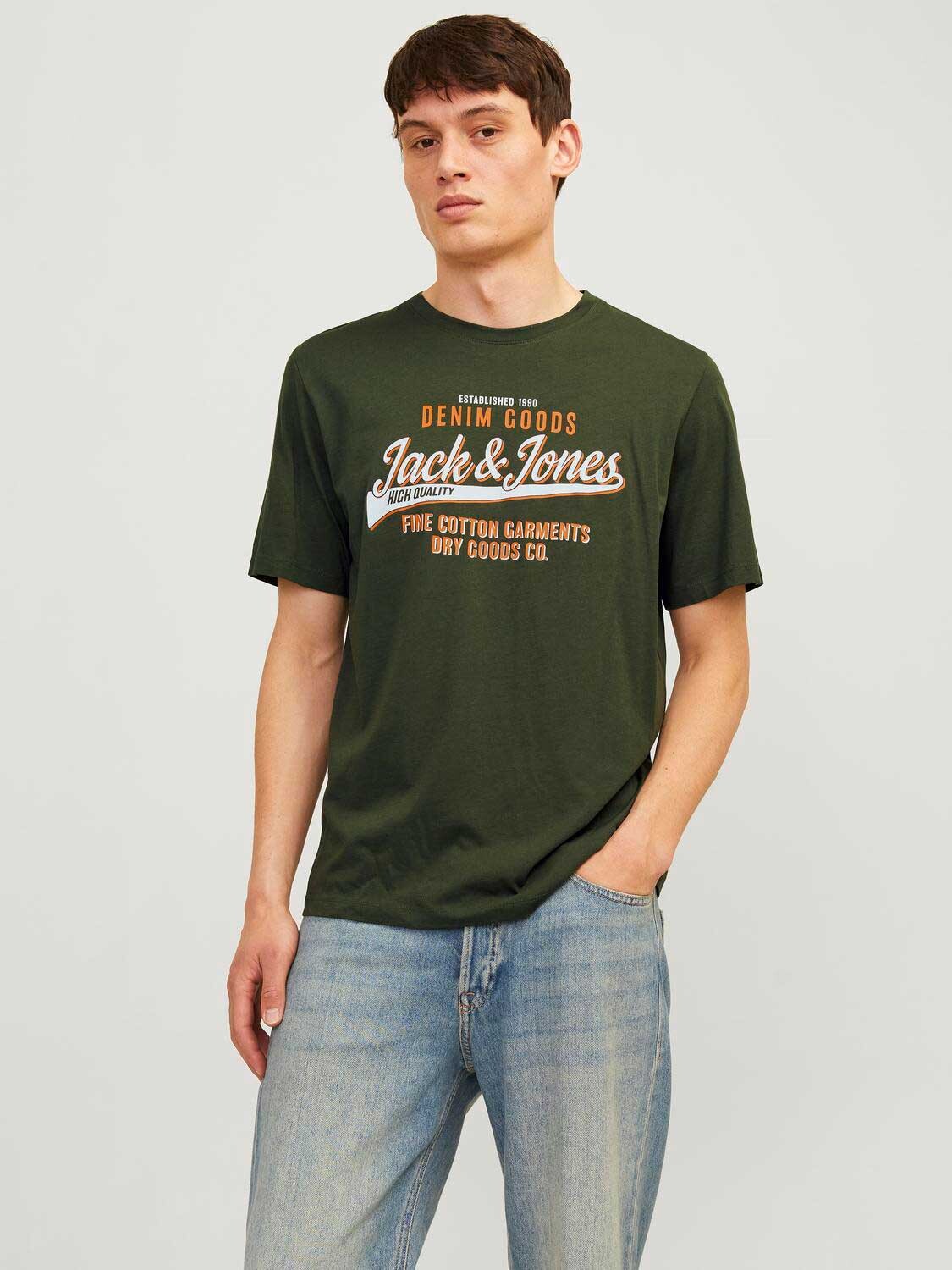 

Футболка Jack & Jones JJELOGO TEE SS O-NECK 2 COL AW24 SN, зеленый