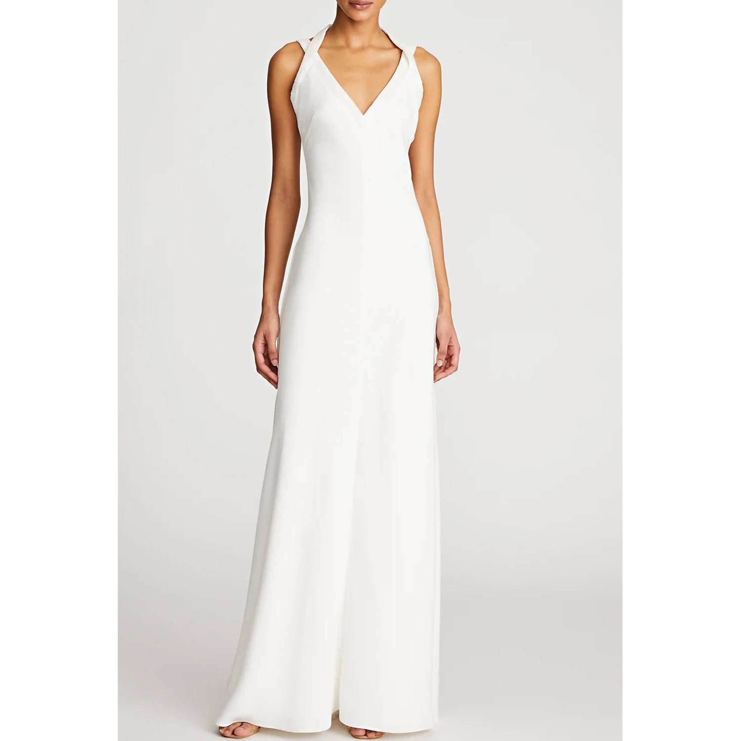 

Платье Allison с бисером и вырезом на шее цвета слоновой кости HALSTON HERITAGE