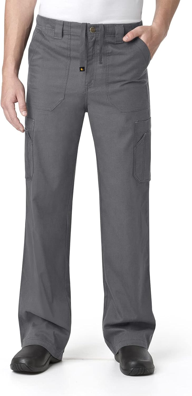 

Carhartt Scrubs C54108 мужские штаны классического кроя Ripstop Boot Cut с 8 карманами, Pewter