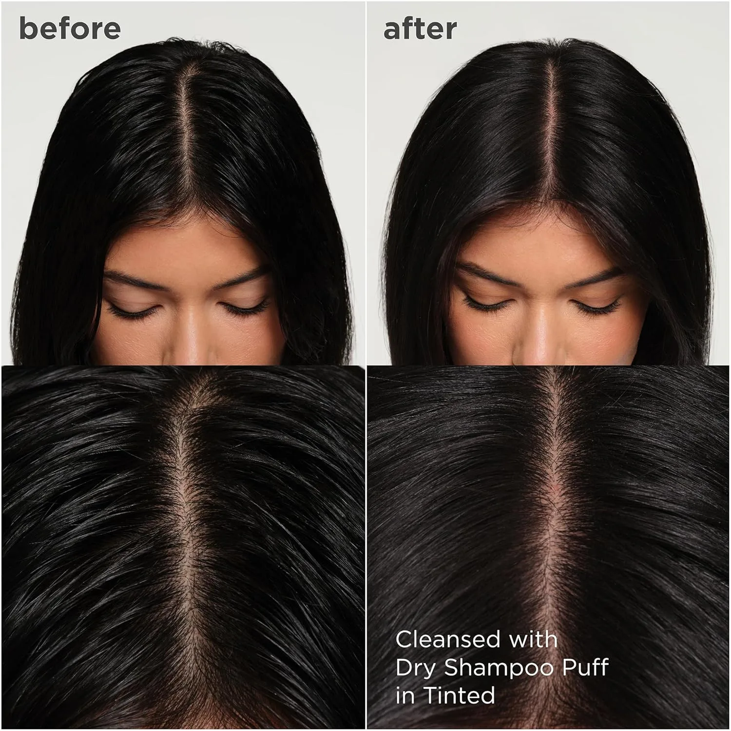 Briogeo Style + Treat Dry Shampoo Puff, безаэрозольный тальк-фри пудра для обновления корней и абсорбции масла, придает объем, веганский, cruelty-free, 14 г, Tinted — фото 2