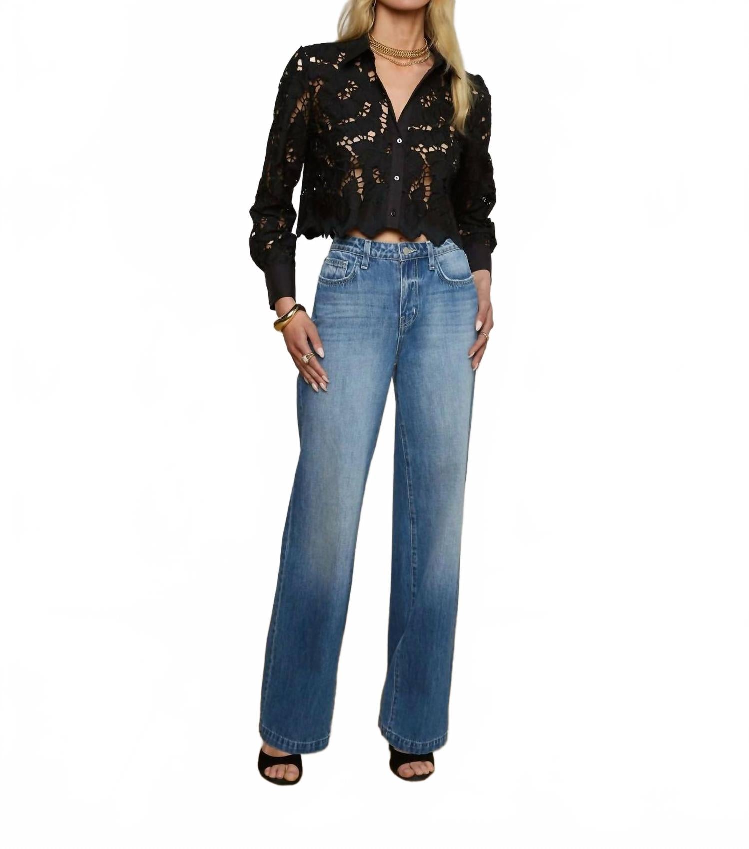 

Укороченная рубашка на пуговицах Seychelle черного цвета L'Agence, черный