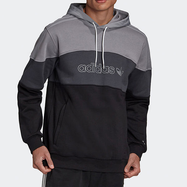 Толстовка originals colorblock fleece lined stay warm gray black Adidas, черный — фото 3