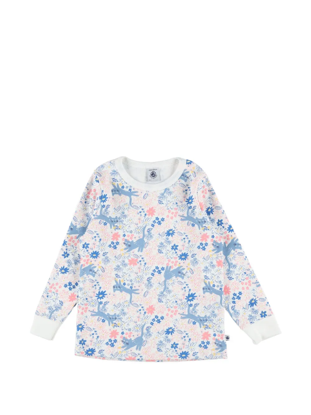 Пижама с цветочным принтом Mask (набор из трех предметов) Petit Bateau, белый — фото 2