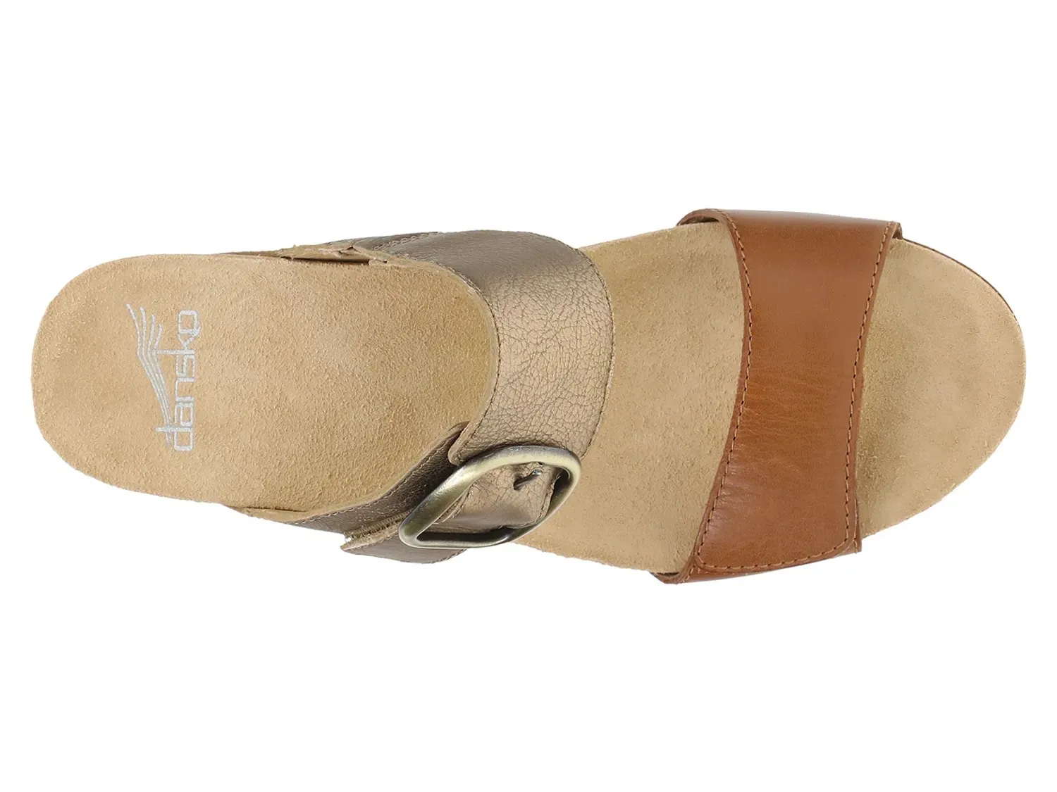 Сандалии на танкетке Dansko Shannon, желто-коричневый/золотистый металлик — фото 4