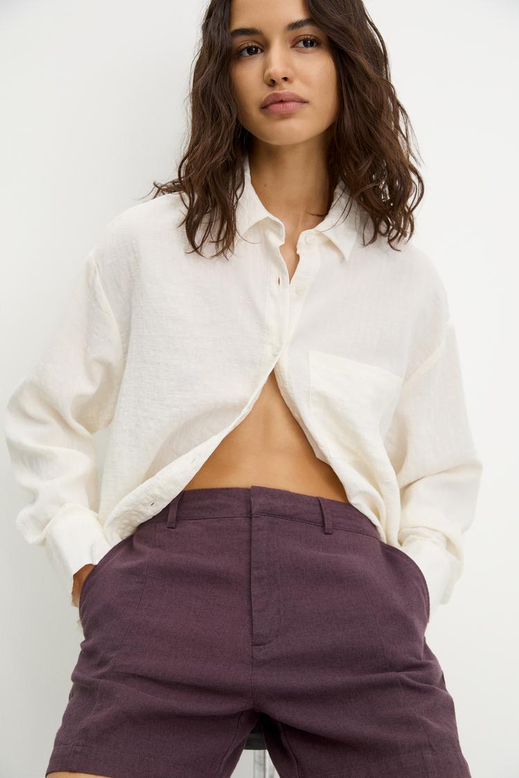 

Шорты-Бермуды в деревенском стиле Pull And Bear, бордовый