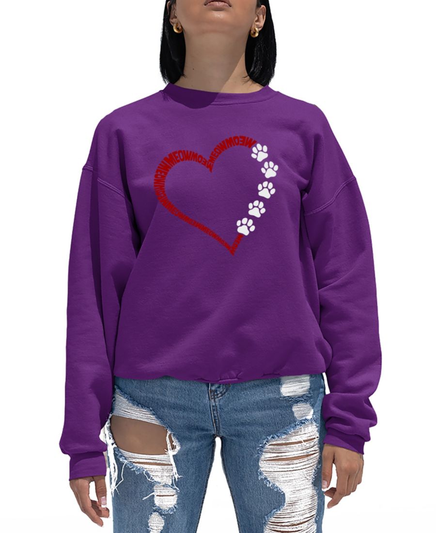 

Женская толстовка с круглым вырезом и надписью "Meow Heart" LA Pop Art, Purple, Фиолетовый, Женская толстовка с круглым вырезом и надписью "Meow Heart" LA Pop Art, Purple
