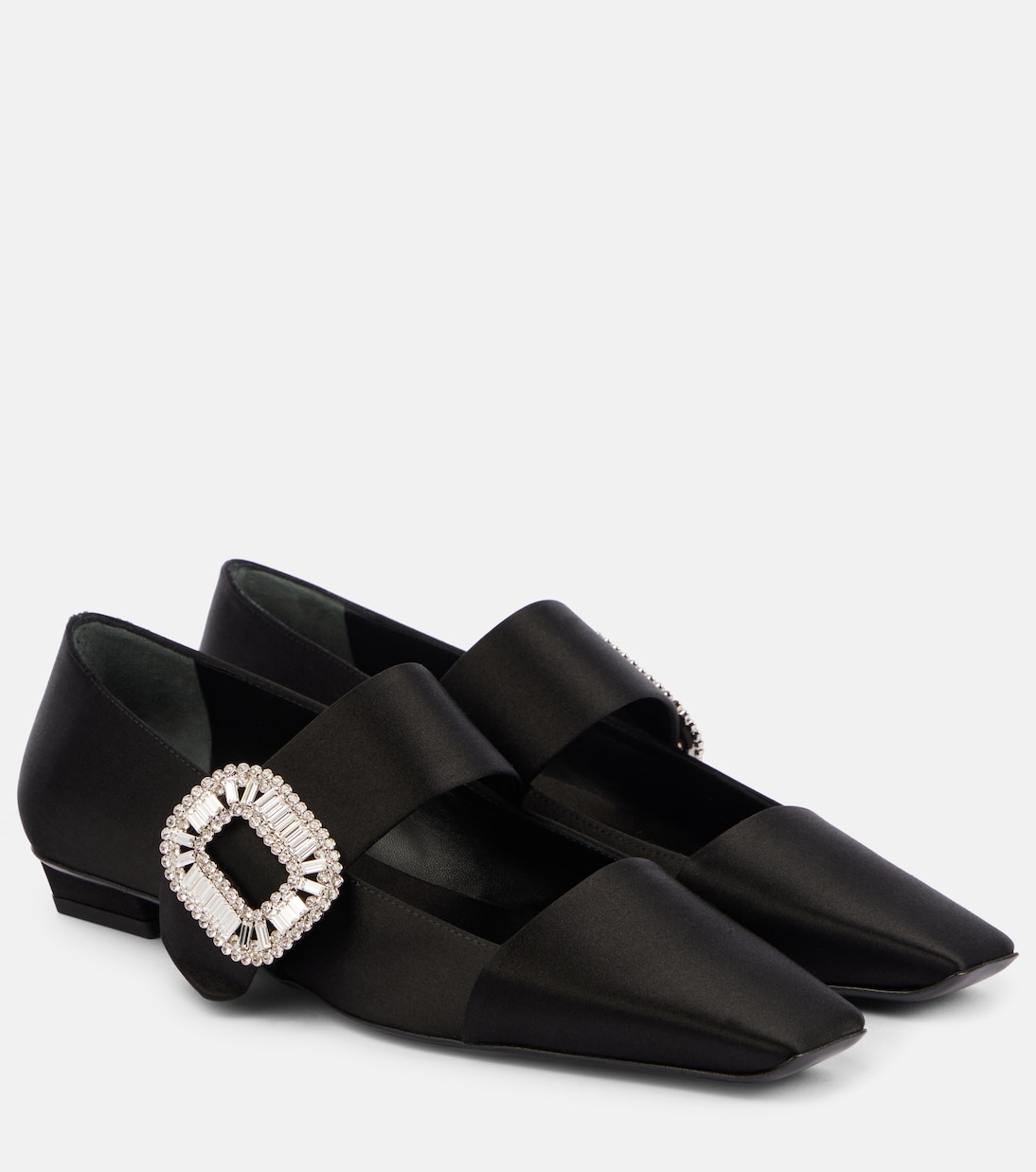 Атласные балетки Belle Vivier с декором Roger Vivier, Nero