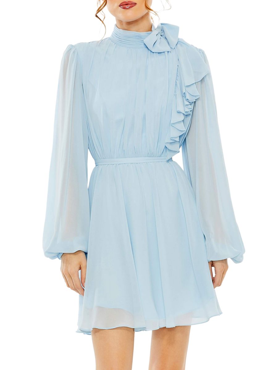 

Мини-платье А-силуэта с оборками Mac Duggal, цвет Powder Blue
