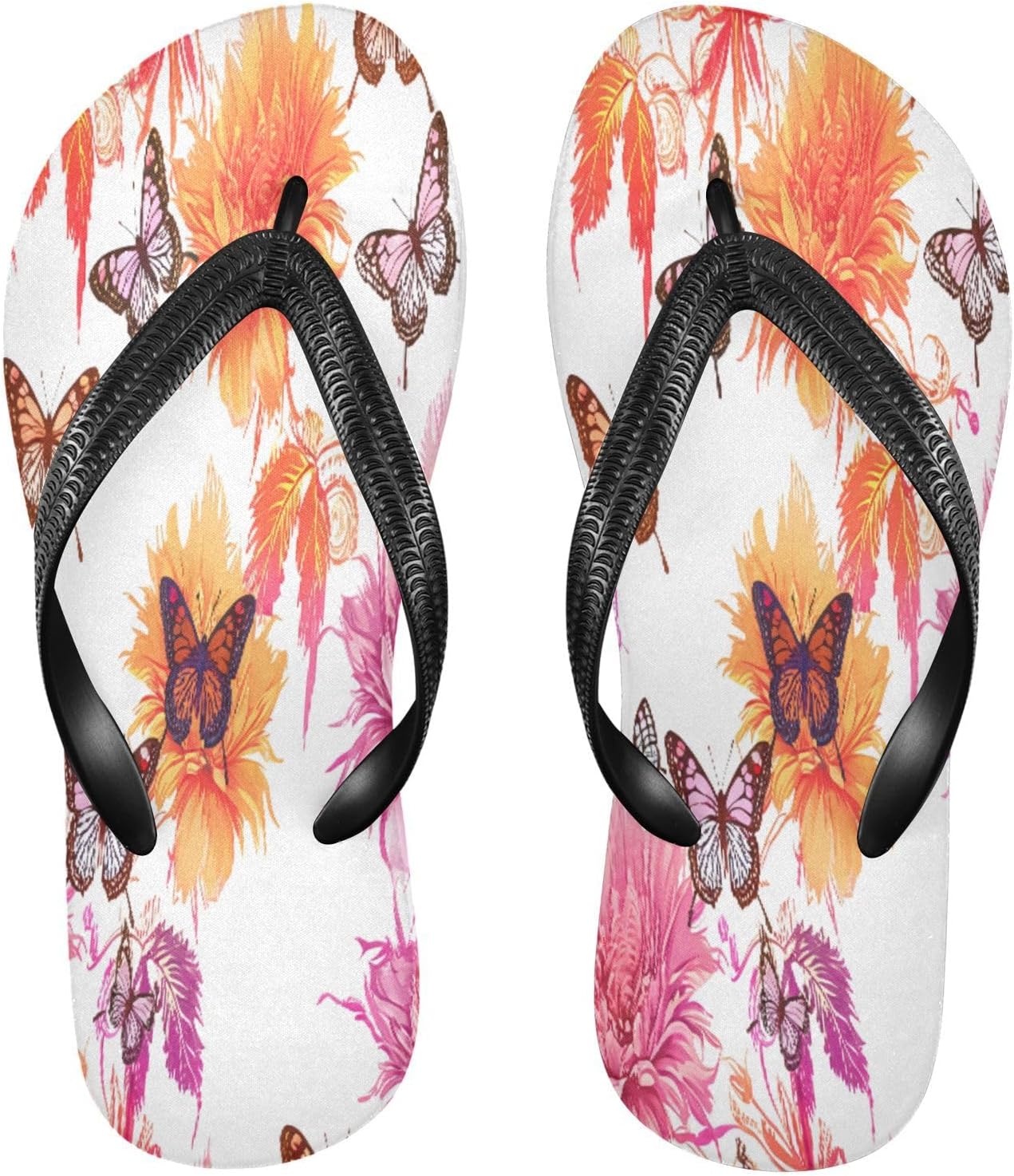 

Вьетнамки с цветочным рисунком Dahlia Butterfly, белые пляжные шлепанцы для душа, резиновые, противоскользящие, летние тапочки для мужчин и женщин Sinestour