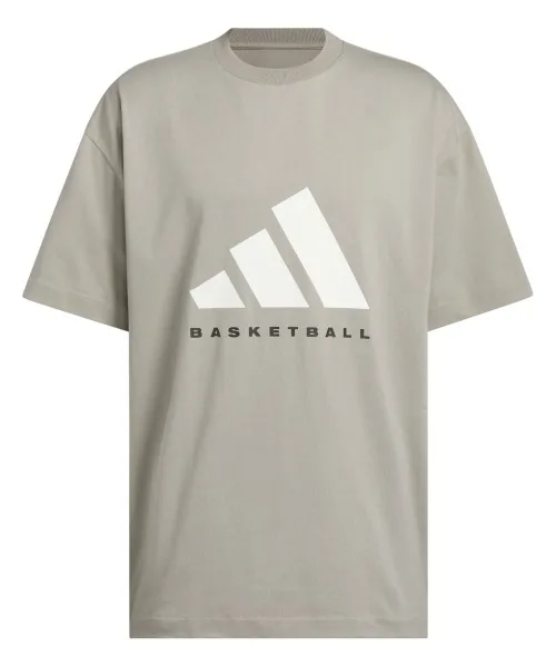 Унисекс футболка adidas Basketball с логотипом adidas бежевый — фото 3