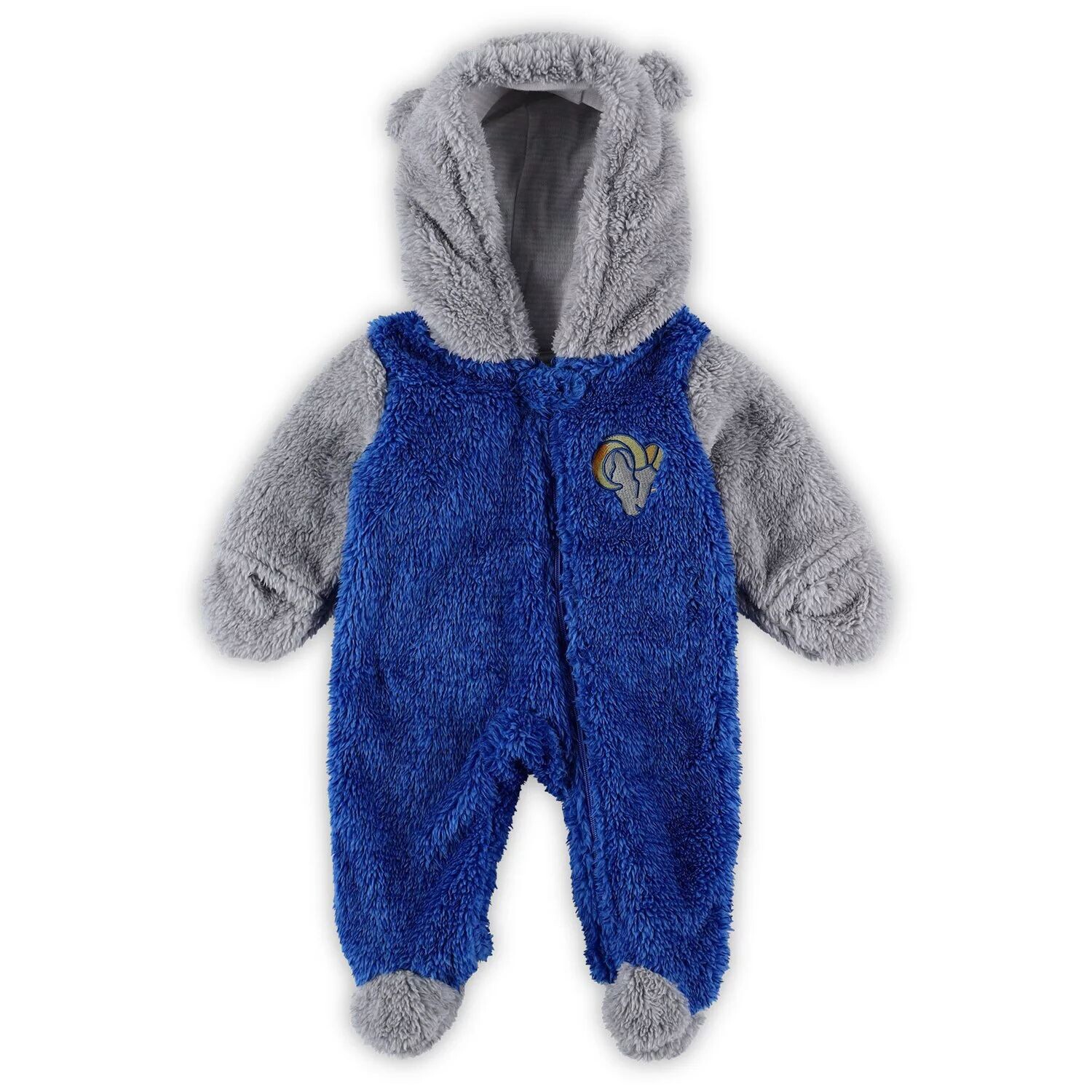 

Для новорожденных и младенцев королевский/серый цвет Los Angeles Rams Game Nap Teddy с флисовой овсянкой и молнией во всю длину Outerstuff